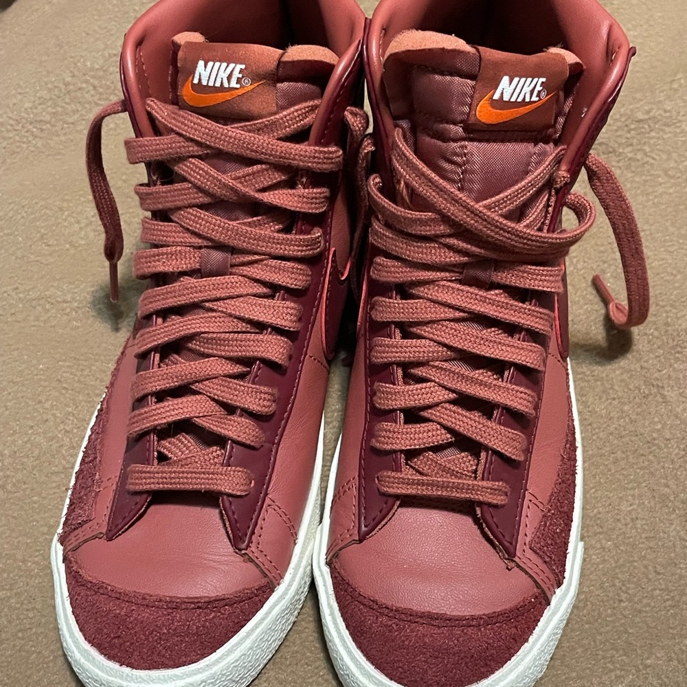 Nike Burgundy and White High-Top Sneakers